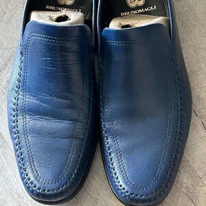 BRUNO MAGLI ASCOLI Slip-on Loafer made in Italy All Leather, Blue 9M $465 Italy